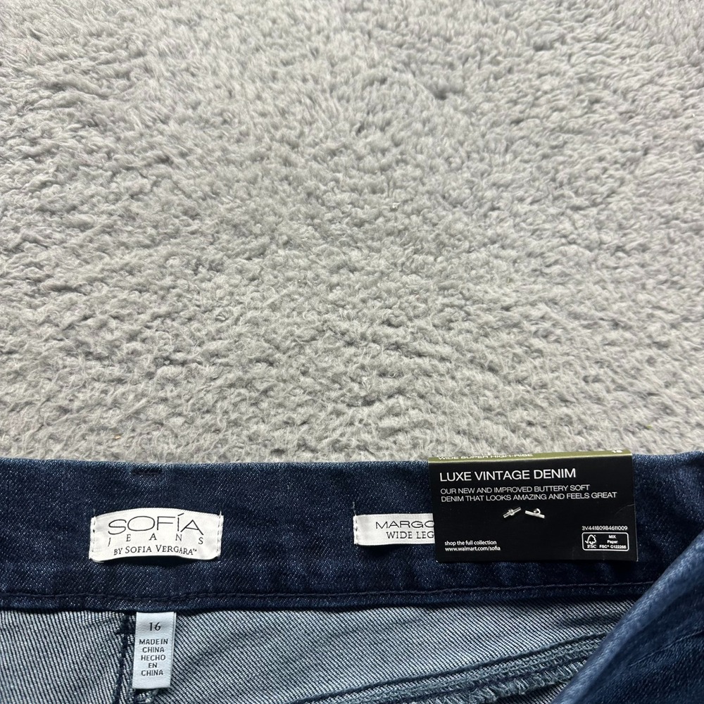 Vintage Sofia Vergara Margot Jeans Women's 16 Blue Cotton Denim Wide Leg Stretch - Picture 3 of 11